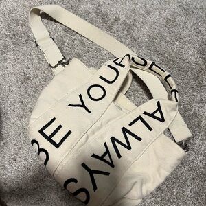 Zara Cream Canvas Crossbody Bag